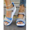Mesh Breathable Open Toe Contrast Color Casual Platform Magic Sticker Sandals - Bleu Ciel EU 43