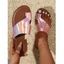 Fashionable Holographic Crocodile Embossed Toe Post Flat Sandals - Rose clair EU 36