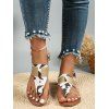 Summer New Fashion Leopard Print Toe Ring Flip Flops Flat Sandals - café lumière EU 43