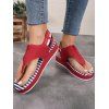 Fashion Open Toe Front Striped Flat Thong Sandals - Rouge EU 39