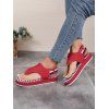 Fashion Open Toe Front Striped Flat Thong Sandals - Rouge EU 43