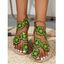 Low Heel Flower Design Woven Strap Fashionable Sandals - Vert clair EU 43