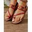 Side Embroidery Simple Fashionable Flat Toe Ring Sandals - Noir EU 42