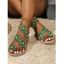Low Heel Flower Design Woven Strap Fashionable Sandals - Vert clair EU 36