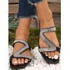 Rhinestone Flat Bottom Slippers Women Summer Beach Sandals - Blanc EU 38