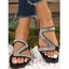 Rhinestone Flat Bottom Slippers Women Summer Beach Sandals - Bleu EU 36