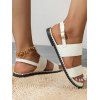 New Fashionable Elegant Double Strap Flat Open Toe Beach Sandals - Blanc EU 40