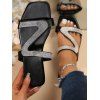 Rhinestone Flat Bottom Slippers Women Summer Beach Sandals - Blanc EU 38
