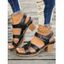 Women's Chunky Heeled Waterproof Platform Soft Leather Sandals - d'or EU 40