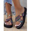 Ethic Style Comfy Lightweight Cross Strap Open Toe Flat Sandals - multicolor EU 40
