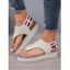Fashion Open Toe Front Striped Flat Thong Sandals - Blanc de Crème EU 42