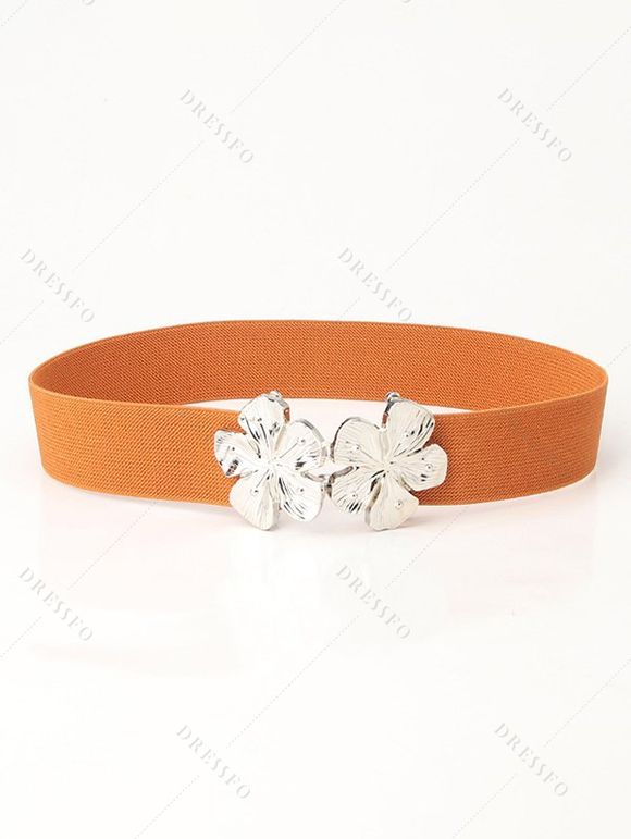 Ceinture en Élastique Tendance avec Boucle Décorative Motif Floral - Abricot 