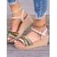 Knot Decor Ankle Strap Embossed Summer Vacation Wedge Sandals - Beige EU 37