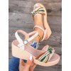 Knot Decor Ankle Strap Embossed Summer Vacation Wedge Sandals - Beige EU 42