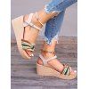 Knot Decor Ankle Strap Embossed Summer Vacation Wedge Sandals - Beige EU 39