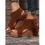 Brown Fringe Rivet Decor Peep Toe Side Zipper Wedge Thick Sole Summer Sandals - Brun EU 38