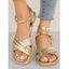 Metallic Criss Cross Buckle Chain Flat Sandals Glamorous Summer Ankle Strap Sandals - d'or EU 40