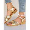 Metallic Criss Cross Buckle Chain Flat Sandals Glamorous Summer Ankle Strap Sandals - d'or EU 42
