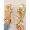 Metallic Criss Cross Buckle Chain Flat Sandals Glamorous Summer Ankle Strap Sandals - d'or EU 36