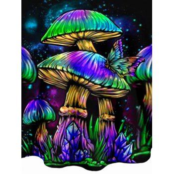 Galaxy Colorful Mushroom Print V Neck Dress O Ring Straps Sleeveless A Line Tank Dress