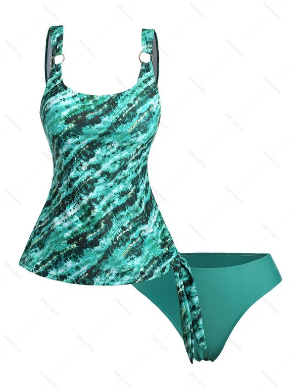 Maillot de Bain Bikini Triangle Teinté à Bretelle Nouée - Vert S | US 4