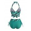 Maillot de Bain Bikini Croisé Au Dos à Bretelle Nouée à Taille Haute à Col Halter - Vert S | US 4