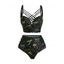 Galaxy Mushroom Skull Print Crisscross Beach Bikini Adjustable Spaghetti Strap Triangle Bottom Two Piece Bathing Suit - Vert clair S | US 4