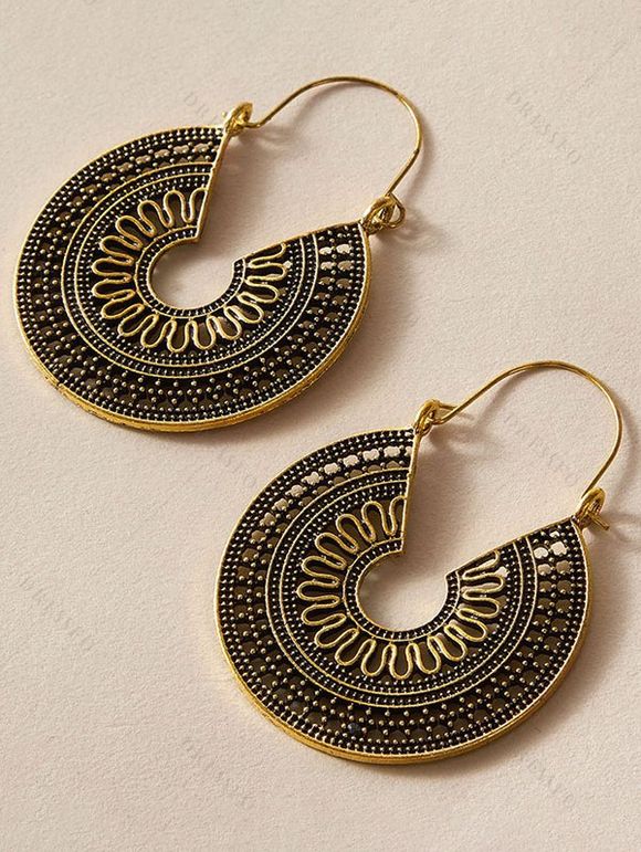 Boucles D'Oreilles Tendances à Sculpture Creuse Motif Floral Style Rétro - d'or 