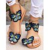 Boho Butterfly Embroidered Design Flat Sandals Open Toe Elastic Band Casual Beach Shoes - multicolor EU 43