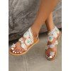 Lace Floral Embroidery Holiday Sandals Boho Slip On Toe Ring Summer Flat Sandals - multicolor EU 43