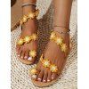 Slip-On Low Heel Yellow Flower Decor Round Toe Great For Outdoor Casual Holiday Cute Style Flat Sandals - Jaune EU 42