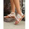 Lace Floral Embroidery Summer Sandals Boho Slip On Toe Ring Beach Flat Sandals - multicolor EU 37