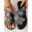 New Fashion Colorful Butterfly Printed Flip Flops Ladies Casual Beach Sandals - Noir EU 39