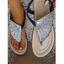 Toe Post Rhinestone Embellished Slide Flat Sandals Fish Head Open Toe Elastic Band Slip On Flip Flops - Blanc EU 43