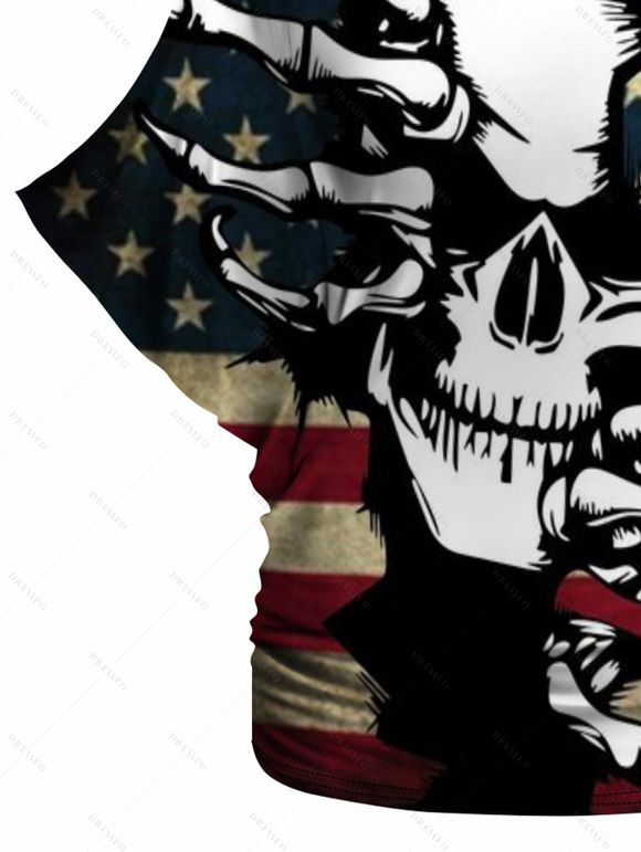 T-shirt Lâche Drapeau Américain Crâne Imprimée à Manches Chauve-souris - Noir M | US 6