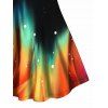 Robe D'Eté de Plage Décontractée Colorée Galaxie Imprimée sans Manches de Grande Taille à Col V - Noir 4X | US 22