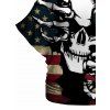 T-shirt Lâche Drapeau Américain Crâne Imprimée à Manches Chauve-souris à Frange Oblique - Noir XL | US 12