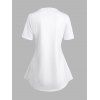 T-shirt Décontracté Papillon Crâne Imprimés à Manches Courtes à Col V - Blanc S | US 4