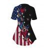 T-shirt Décontracté Drapeau Américain Papillon Imprimé à Taille Empire - multicolor A L | US 8-10