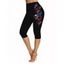 Legging Capri Moulant Décontracté Papillon Imprimé à Taille Elastique - Noir XL | US 12