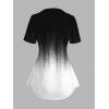 T-shirt Capri Ombré Rose et Papillon Imprimés à Taille Elastique - Noir S | US 4