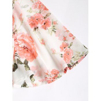 Floral Print Twist Bust Ragla Sleeve Tee Wasited Short Sleeve Summer T Shirt