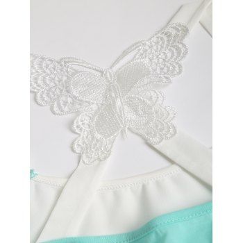 Contrast O Ring Cowl Neck Butterfly Back Faux Twinset Tee Summer Sleeveless 2 In 1 T shirt