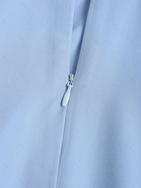 Robe Patineuse à Bretelle Croisée à Col V Haut Bas sans Manches - Bleu Ciel XL | US 12