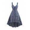 Robe de Plage Haute Basse Plissée Au Dos sans Manches à Col V - Bleu S | US 4