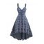 Robe de Plage Haute Basse Plissée Au Dos sans Manches à Col V - Bleu S | US 4