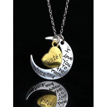 New Moon Heart Letters Pendant I Love You Chain Necklace