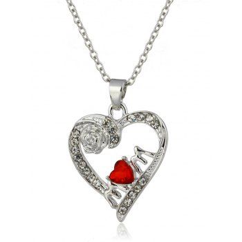 New Fashion Red Heart Rose Crystal I Love You MOM Necklace