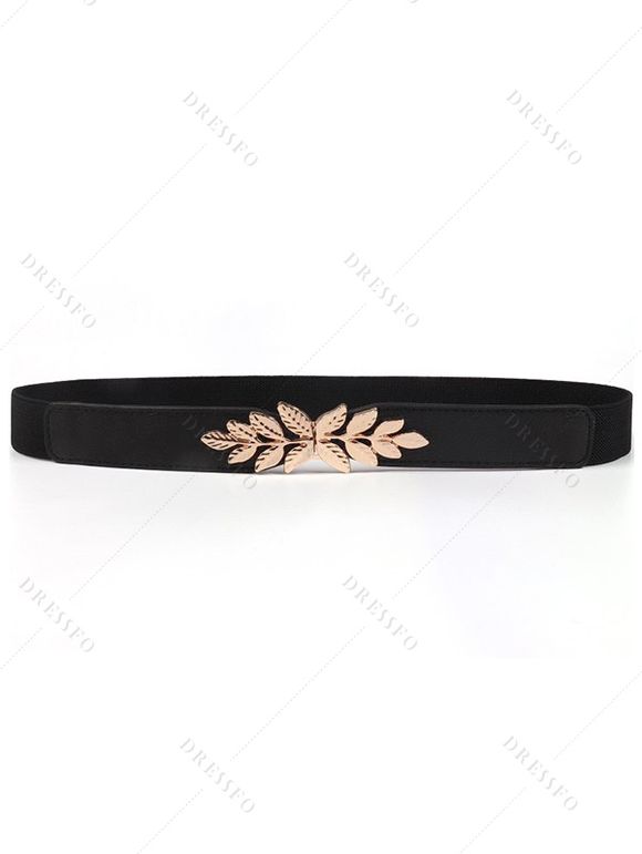 Ceinture Feuille Chauves-Souris Design Simple Boutonnage - Noir 