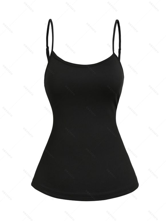 Ensemble de Haut à Bretelle Fine en Couleur Unie et de T-Shirt à Epaule Nouée à Volants - Vert profond S | US 4